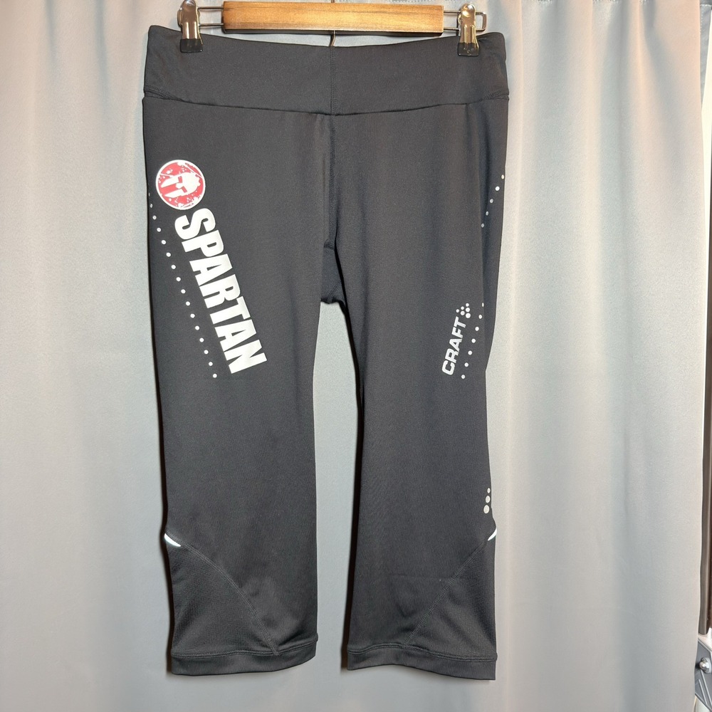 Spartan By Craft Essential Black Capri Leggings Reflective NWT Women's Sz XL